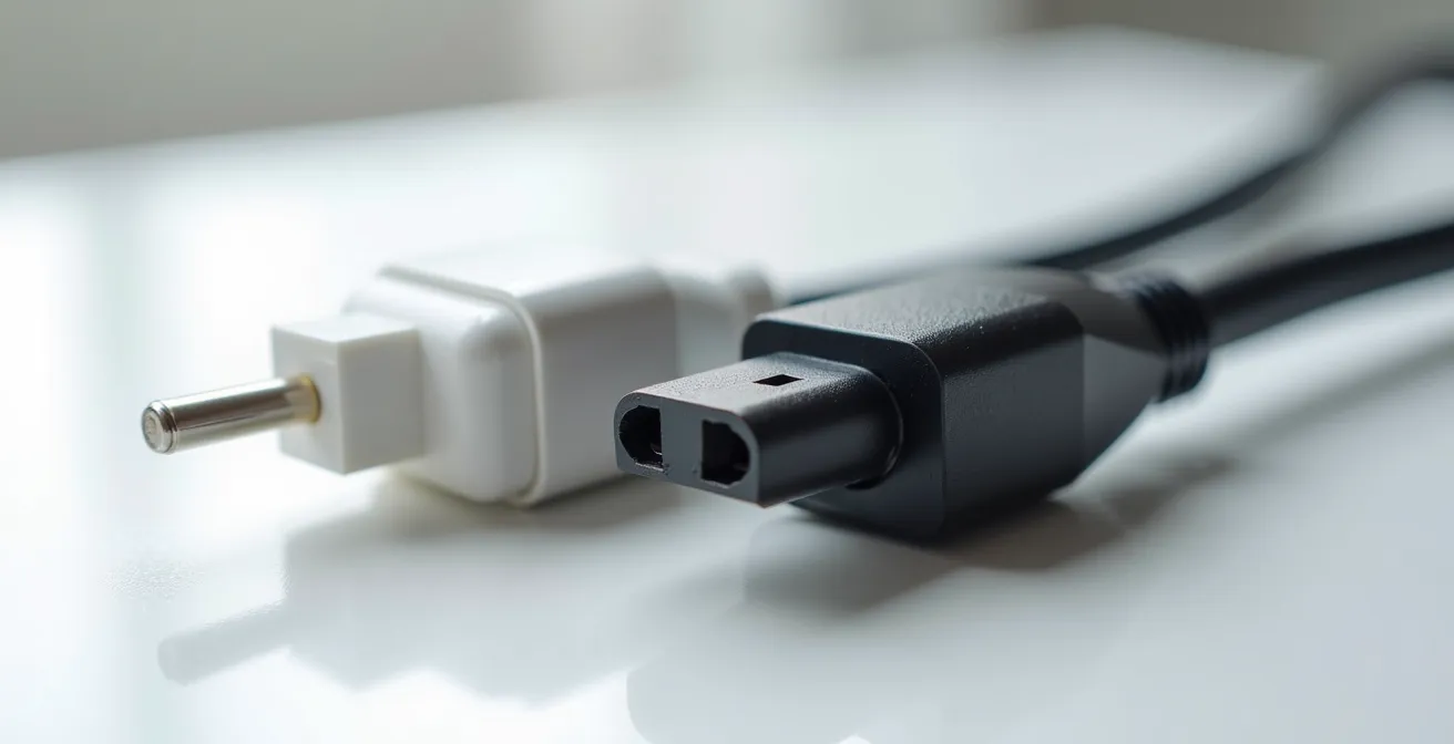 Comparaison visuelle entre une multiprise basique et un bloc parasurtenseur certifié NF