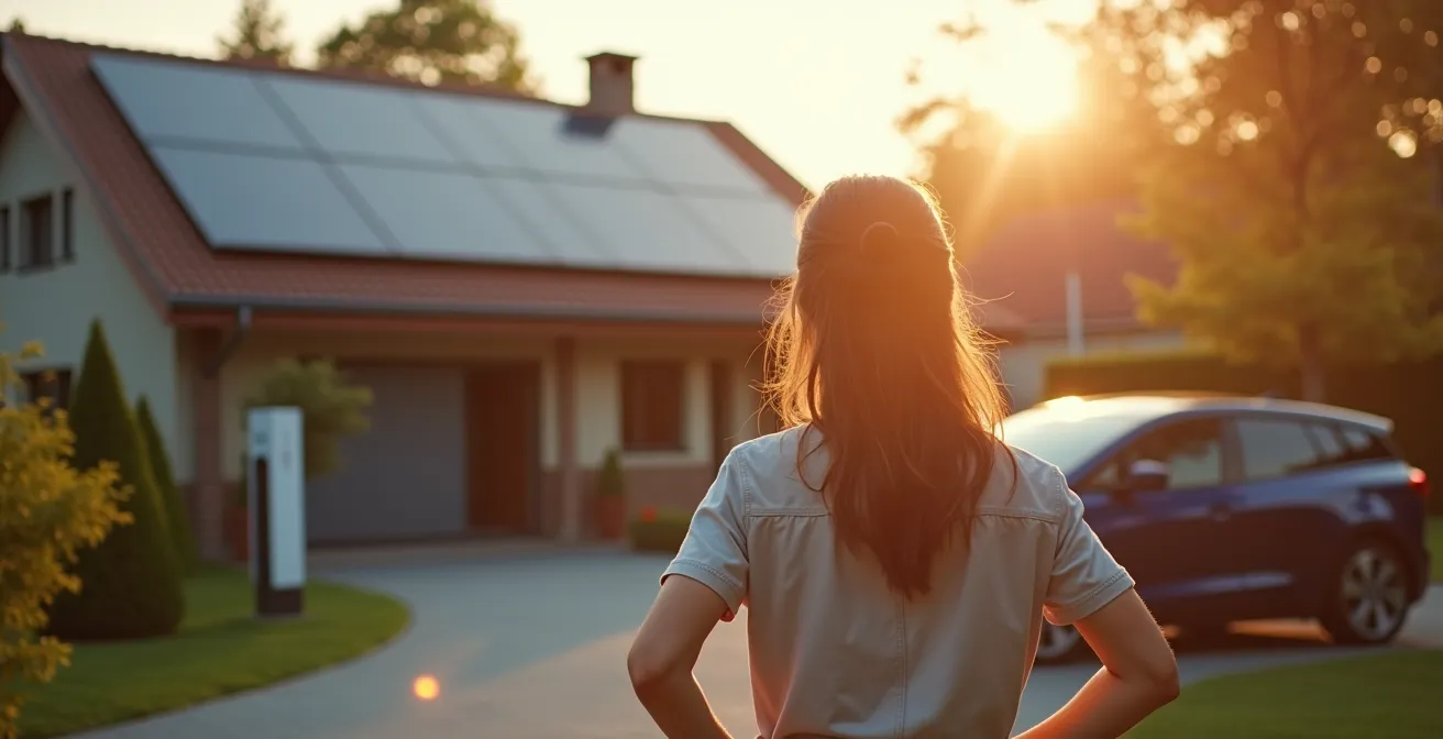 Intégration panneaux solaires et borne de recharge sur maison française