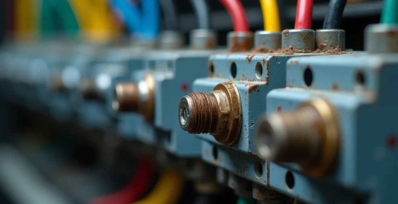 Vue détaillée d'un tableau électrique français avec ses différents composants