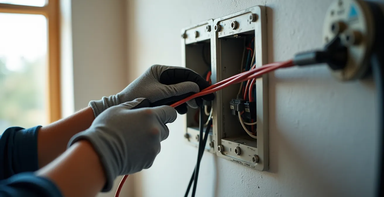Boîte de connexion murale pour radiateur électrique installée correctement