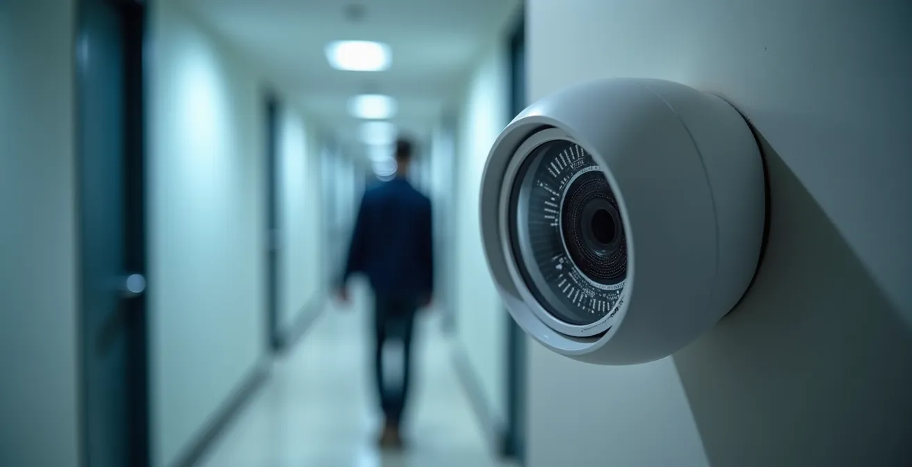 Détecteur de présence installé dans un couloir moderne avec éclairage LED économique