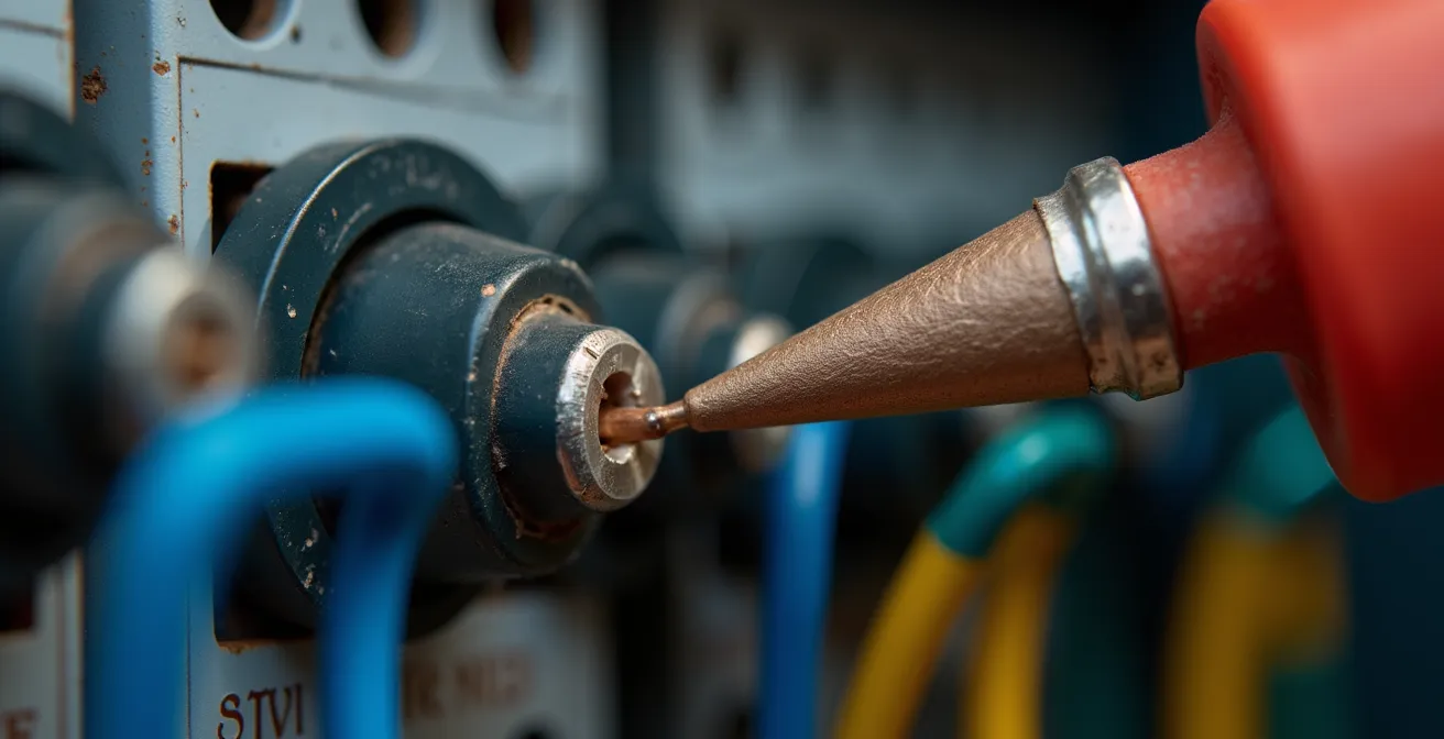 Mesure de tension avec multimètre sur tableau électrique français